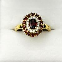 Gold Plated Sterling Silver Natural Garnet (1.13ct) with CZ (0.15ct) Ring, Size 7.75, comes with APPRAISAL $275.00.