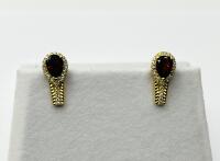 Gold Plated Sterling Silver Natural Garnet (2ct) with CZ (0.25ct) Earrings, comes with appraisal $480.00. Garnet is the birthstone for January.