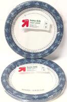 40 New Up&Up 10" Heavy Duty Disposable Paper Plates, Microwaveable, Grease & Cut Resistant