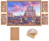 New 1000 Piece Wooden Jigsaw Puzzle Table - 4 Drawers, Rotating Puzzle Board | 30&rdquo; X 22&rdquo; Jigsaw Puzzle Board | Puzzles Cover Included