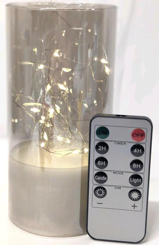New Smoky Glass Artificial Firefly Fairy Artificial Lights Candle With Remote Control (The "Candle Setting Is Nice!), 6" Tall, Requires 2 AA Batteries (Not Included)