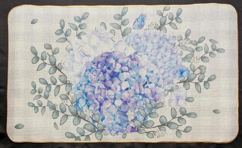 New Artoid Mode Textured Hydrangea Print Indoor Outdoor Mat With Non-Slip Backing, 17" &times; 29"