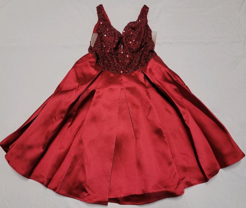 New Women's Sz. Small Shein Belle V-Cut Semi-Backless Party Dress , Red