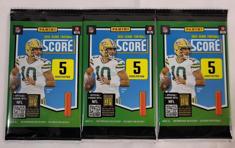 2025 Panini Score NFL Football Trading Card Sealed Wax Packs , Three (3) Wax Packs