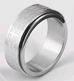 New Size 12 Spinning Fidget Ring With Cross & Lord's Prayer