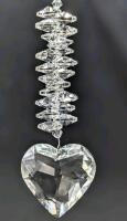 Stunning Prismatic Faceted Heart Suncatcher, Heart 2" Long, Total Length 11"