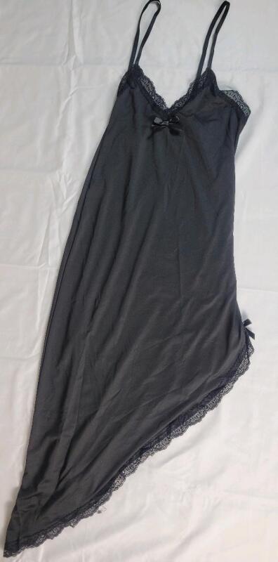 New Women's Sz. Large Black Lace-Trim Slip Lingerie Pajamas , Black