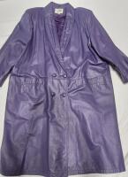 Women's sz 26/28 G-III Leather Purple Trench Coat