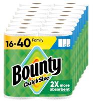 New - 16-Rolls Bounty Quick-Size Paper Towels, 16 Family Rolls, White