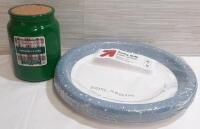 New Patchouli & Pine Scented Candle & 20pc Heavy Duty Paper Plates