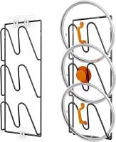 New 2 Pack Pot Lid Organizer Rack, 6-Tier Pot Lids Holder for Cabinet Door/Wall, No Drilling Adhesive Wall/Door Mounted Rustproof Pot And Pan Cover For Kitchen Storage, Classic Black, 6" &times; 14" Each