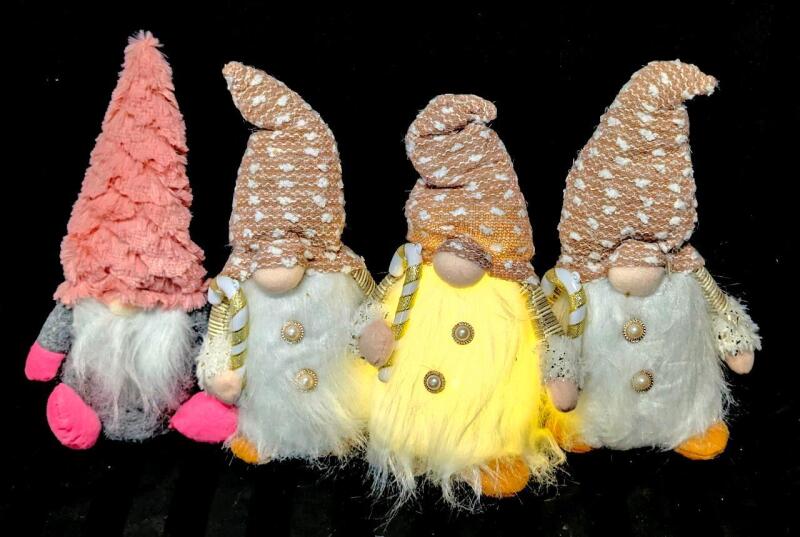 Rollin' With My Gnomies! 4&times; Light-Up Gnome Figures & Soft Gnome Sitter, 10.5" Tall, Light-Up Gnomes Each Uses 3 AAA Batteries (Not Included)