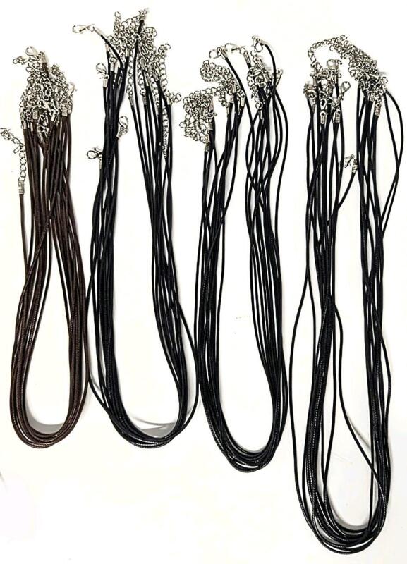 40 New Waxed Necklace Cords With Lobster Clasps For Crafting & Jewelry Making : 10&times; Brown 19" Long, 20&times; Black 22", 10&times; 26" Long