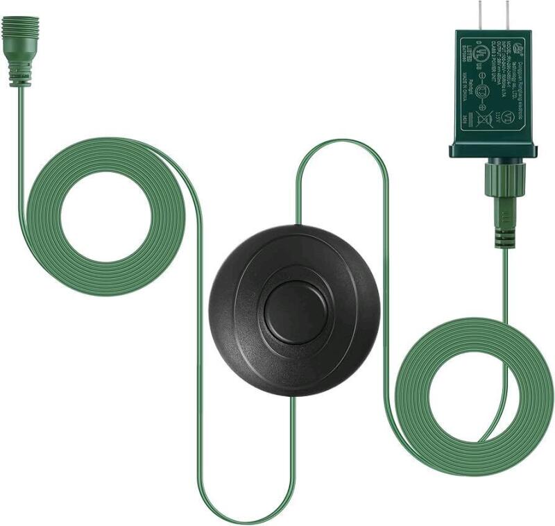 New 12V 1.5A Class 2 LED Christmas Tree Replacement Plug Extension 9.8ft Power Cord Extension Supply with On/Off Foot Switch for Christmas Tree Lights / Yard Inflatables +