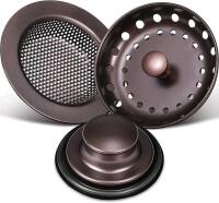 New MUDDER 3 Pcs Kitchen Sink Drain Strainer and Stopper Stainless Steel Garbage Disposal Plug with Handle Universal Anti-Clogging Kitchen Sink Filter Sieve Basket Strainer(Oil Rubbed Bronze)
