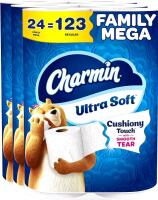 New - 24 Rolls Charmin Ultra Soft Toilet Paper, Family Mega Roll with Cushiony Touch
