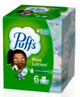 New - 6-Boxes PUFFS Plus Lotion Gentle & Soothing Facial Tissues . 6 Boxes , 124 2-Ply Tissues Per Box