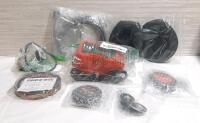 Lot of Various Electronic Pieces, Including Car Charger, 8k DisplayPort Cable, Replacement Headphone Pads, Coasters