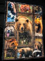 New Minky Soft GRIZZLY BEAR Lap Blanket, 28" &times; 38"