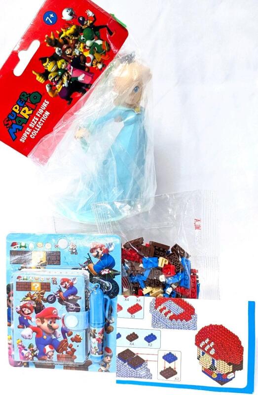 New Super Mario-Style Building Block Kit, Pen & Paper Set + 5.75" Tall Rosalina Figure