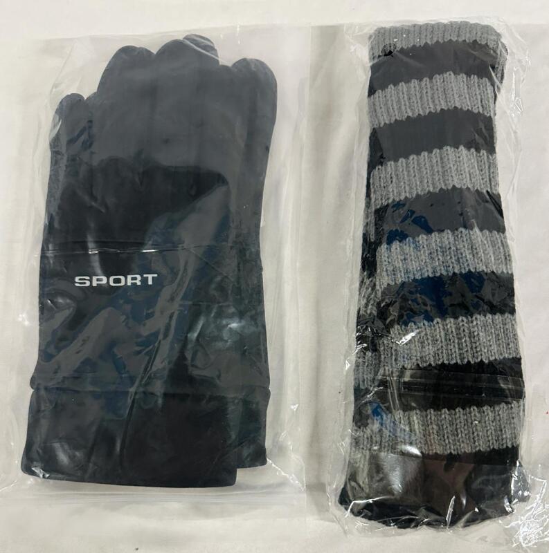 2 New Winter Apparel Items, Includes Size Medium Sport Winter Gloves and Striped Scarf