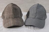 New - Unisex OS Brown Plaid & Houndstooth Pattern Velcro Back Caps