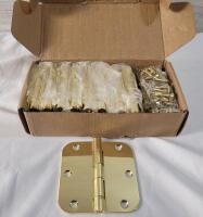 18 New Gold Tone Finish 3.5"&times;3.5" Rounded Door Hinges w/Screws
