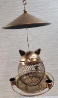 New - Metal Squirrel Proof Cat Theme Hanging Bird Feeder