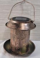 New - Metal Solar Lamp Hanging Bird Feeder .