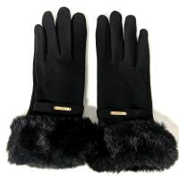 New O/S Women's Faux Fur Cuff Winter Gloves With Fingertip Access For Smartphones