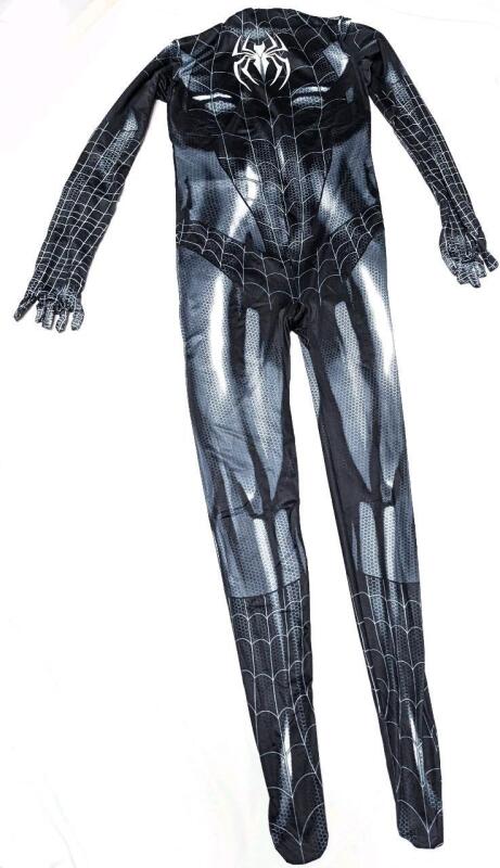 New Size 180cm Tall (Approx Size MED/LG) Unisex Black Symbiote Spider-Man Full Body Catsuit With Zippered Back & Frontal Groin Zipper Access