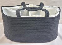New - Black Dovecove Cotton Rope Baby Diaper Caddy Organizer Basket .