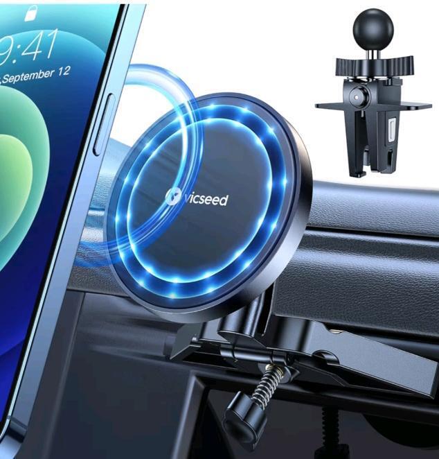 New - VICSEED Magnetic Phone Holder for Car - 2 in 1 Super Stable CD Slot & Air Vent Car Mount 360&deg; Rotation Magnetic Car Mount . Compatible w/Any Smart Phone with Metal Shell