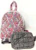 New Quilted Pink Paisley Small Backpack & Puffer-Style Fanny Pack / Belt Bag, 6" - 12" Long