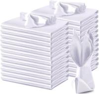 24 New Square White Satin Napkins / Handkerchiefs - 7.25" &times; 7.7" Each