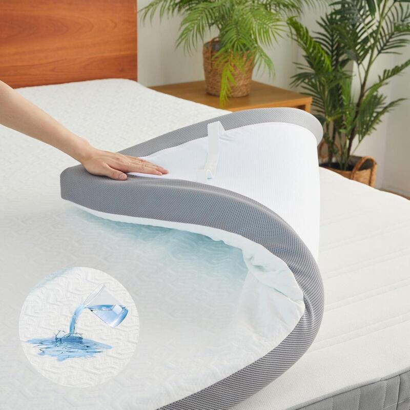 New Belffin 2 Inch Gel Memory Foam Mattress Topper California King Size, Bed Mattress Topper Waterproof for Body Support & Pressure Relief, with Removable Cover, Soft & Breathable, Grey