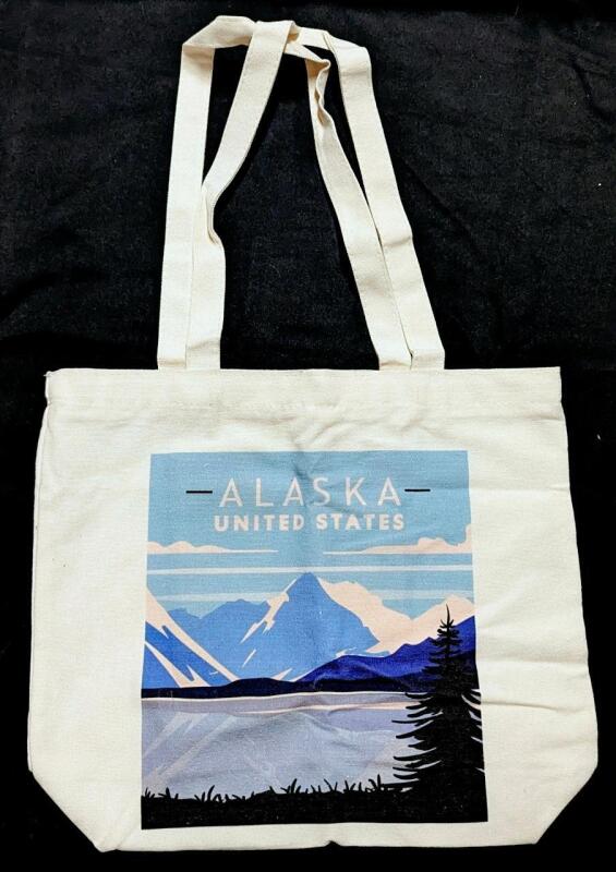 New Aesthetic Tote The Alaska Canvas Tote Bag With Zippered Tops & Extra Pocket, 15" &times; 3.85" &times; 12.5" High (Excluding Handles)