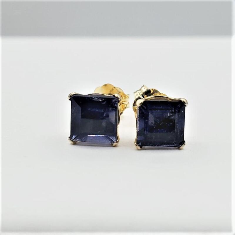 14KT Yellow Gold Natural Iolite (1ct) Earrings, comes with APPRAISAL $720.00.