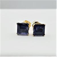 14KT Yellow Gold Natural Iolite (1ct) Earrings, comes with APPRAISAL $720.00.