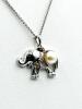 Sterling Silver White Sapphire (0.14ct) and Pearl Elephant Pendant with Sterling Silver Chain, comes with APPRAISAL $415.00. - 3