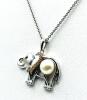 Sterling Silver White Sapphire (0.14ct) and Pearl Elephant Pendant with Sterling Silver Chain, comes with APPRAISAL $415.00. - 5