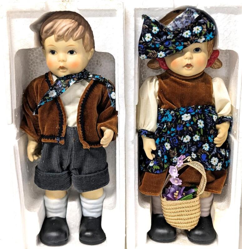 3 Vintage Handpainted Bisque Porcelain Alpine / German Boy / Girl Dolls, 10" Tall, No Chips or Cracks, Alpine Boy Missing Hat