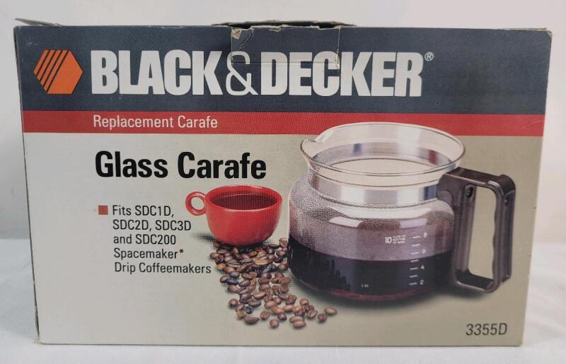 New , Open Box - Black & Decker 10-Cup Glass Carafe . Compatible with Black & Decker Coffee Maker .