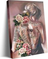 New 16x24 Motivational Poster Canvas Wall Art AKWISH Inspirational Wall Decor Bedroom Decor for Women - Boho Wall Art Gift for Living Room, Dining Room, Cafe, Home Office - Framed