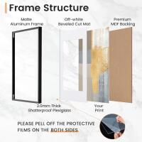 New 18x24 inch Metal Poster Black Frame - 18 x 24 Thin Aluminum Picture Frames Matted for 16x20 Photos, Artworks, Prints, Puzzle - High Definition Plexiglass - Vertical and Horizontal Display - Wall Hook