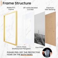 New 16x24 inch Gold Metal Poster Frame - 16 x 24 Thin Aluminum Picture Frame Matted for 12x18 Photos, Artworks, Prints, Puzzle - High Definition Plexiglass - Vertical and Horizontal Display - Wall Hook