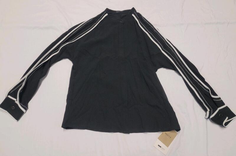 New Women's Sz. Large Shein Moft Long Sleeve Button Down Top , Black
