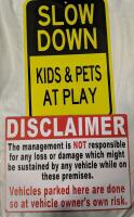 2 New Metal Signs - Caution Themed. 16" by 12"