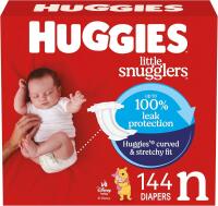 New Huggies Size Newborn Diapers, Little Snugglers Baby Diapers, Size Newborn (up to 10 lbs), 144 Count, Packaging May Vary