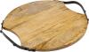 New Godinger Wood Serving Tray, Charcuterie Platter Cheese Board with Metal Handles - Round - Large